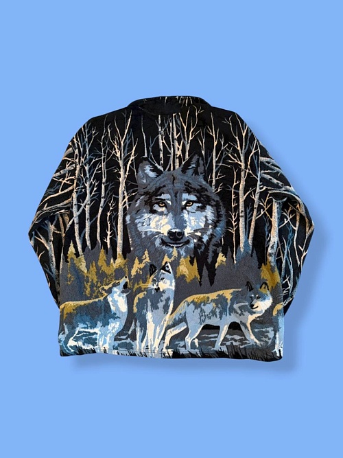 Флис кофта с волком 