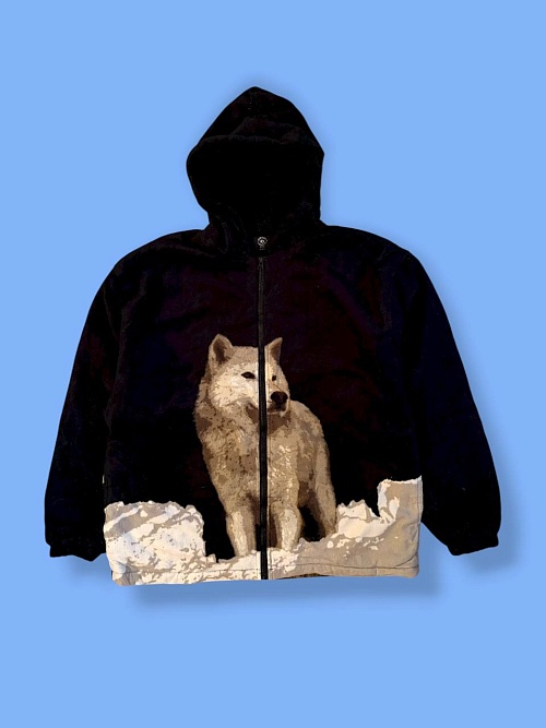 Флис кофта/куртка с волком  