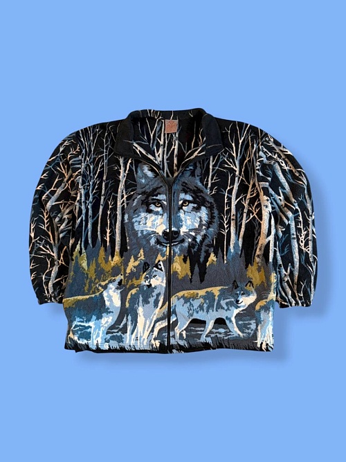 Флис кофта с волком 