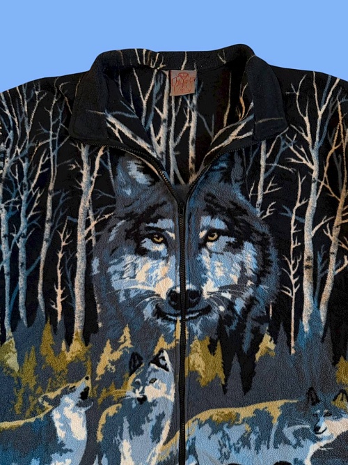 Флис кофта с волком 