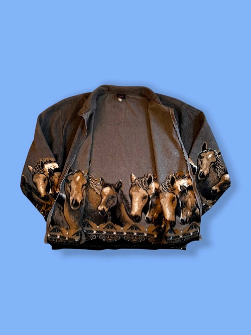 Флис кофта с лошадьми 