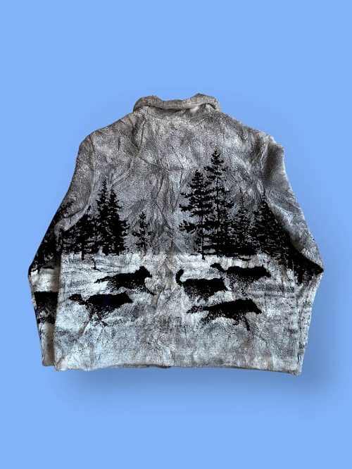 Флис кофта с волками   